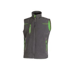 Upower Universe Chaleco Softshell Impermeable - Talla M - Transpirable y Resistente al Viento, Forro Micropolar, Cremallera Impermeable, Bolsillo Free Sound, Proteccion DPI1 - Color Gris Asfalto Verdoso