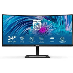 Philips E Line 346E2CUAE/00 Monitor 34" LED Curvo WQHD+ 100Hz FreeSync Premium - Respuesta 1ms - Altavoces 10W - Ajustable en Altura e Inclinable - 21:9 - HDMI, DisplayPort, USB-C - VESA 100x100mm