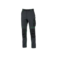 Upower Atom Pantalon de Tejido Elastico - Talla 5XL - Resistente al Agua, Transpirable, Secado Rapido, Bolsillos Multifuncionales, Proteccion Lumbar, Rodilleras Certificadas PPE CAT.1 - Color Gris Asfalto Verdoso