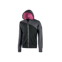 Upower Jupiter Lady Sudadera Mujer con Cremallera Impermeable - Talla 2XL - Capucha Ajustable, Bolsillos Oblicuos, PuÃ±os Elasticos, Proteccion DPI1, Piping Fluo Elastico - Color Gris Fucsia