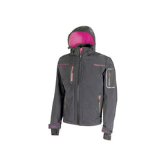 Upower Space Lady Chaqueta Softshell - Talla S - Membrana U-Tex, Repelente al Agua, a Prueba de Viento, Transpirable, Forro Micropolar, Capucha Desmontable, Proteccion DPI1 - Color Gris Fucsia