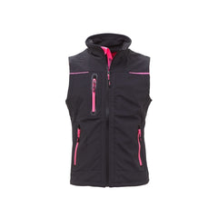 Upower Universe Lady Chaleco Softshell Impermeable - Talla M - Transpirable y Resistente al Viento, Forro Micropolar, Cremallera Impermeable, Bolsillo Free Sound, Detalles Reflectantes, Proteccion DPI1 - Color Gris Fucsia