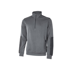 Upower Cushy Sudadera Cepillada con Media Cremallera - Talla M - Cuello Alto, Bolsillos Laterales con Cremallera, Refuerzos Antidesgaste, Detalles Reflectantes, Proteccion DPI1 - Color Gris Meteorito