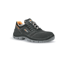 Upower Rotational L Calzado de Seguridad Bajos - Talla 45 - Empeine Gamuza Perforado, Puntal y Lamina de Acero, Suela Antideslizante PU/PU, Proteccion S1P FO SR - Color Gris Oscuro