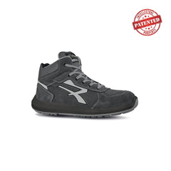 Upower Merak S ESD Calzado de Seguridad Altos - Talla 44 - Cuero Nubuck Resistente al Agua, Puntera de Aluminio, Suela PU/PU High Rebound, Antiarrugas, Hidrofugos, Antideslizantes, Proteccion S3S CI FO SR - Color Gris Oscuro