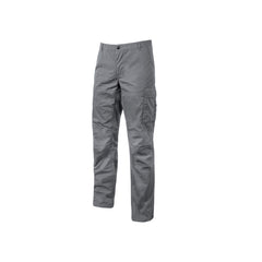 Upower Baltic Pantalon de Trabajo Elastico - Talla L - Efecto Desgastado, Bolsillos Multifuncionales, Cierre Resistente, Refuerzo en Rodillas, Ajuste Slim Fit, Proteccion DPI1 - Color Gris Oscuro