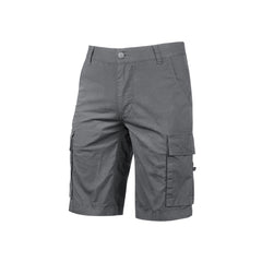 Upower Summer Bermuda Cargo de Algodon Elastico - Talla M - Ajuste Slim-Fit, Bolsillos Multifuncionales, Triple Costura, Boton AntiaraÃ±azos, Proteccion DPI1 - Color Gris Oscuro