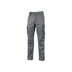 Upower Crazy Pantalones Cargo Stretch - Talla 3XL - Bolsillos Multifuncionales, Detalles Reflectantes, Cinturilla Elastica, Rodillas Preformadas, Proteccion DPI1, Ajuste Slim-Fit - Color Gris Oscuro