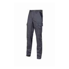 Upower Guapo Pantalones de Trabajo de Algodon Elastico - Talla 5XL - Amplios Bolsillos Multifuncionales, Cintura Elastica, Rodillas Preformadas, Triple Costura, Proteccion DPI1 - Color Gris Oscuro