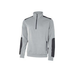 Upower Cushy Sudadera Cepillada con Media Cremallera - Talla S - Cuello Alto, Bolsillos Laterales con Cremallera, Refuerzos Antidesgaste, Insertos Reflectantes - Color Gris Plateado