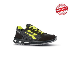 Upower Asher O ESD Calzado de Seguridad Bajos - Talla 38 - Parte Superior de Nailon Ultraflexible y Gamuza Suave, Antiarrugas, Antideslizante, Suela de Poliuretano, Proteccion 01 FO SR - Color Gris/Amarillo