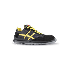 Upower Alex S Calzado de Seguridad Bajos - Talla 45 - Empeine Gamuza Ultra Transpirable, Puntal Aluminio, Anti-Pinchazos, Antideslizante, Suela PU/PUTR GRIP, Proteccion S1PS FO SR - Color Gris/Amarillo