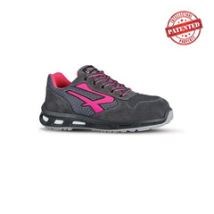 Upower Verok S ESD Calzado de Seguridad Bajos - Talla 38 - Parte Superior de Nailon Ultraflexible y Gamuza Suave, Puntera de Aluminio, Suela Antideslizante, Proteccion S1PS FO SR - Color Gris/Fucsia