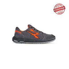 Upower Sirio Plus S ESD Calzado de Seguridad Bajos - Talla 45 - Gamuza Perforada, Puntera de Aluminio, Antideslizante, Suela PU/PU High Rebound, Proteccion S1PS FO SR - Color Gris/Naranja