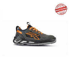 Upower Ryder S ESD Calzado de Seguridad Bajos - Talla 43 - Ligeros y Comodos, Parte Superior de Nailon Ultraflexible y Gamuza Suave, Puntera de Aluminio, Antideslizante, Proteccion S1PS FO SR - Color Gris/Naranja