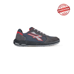 Upower Skat Plus S ESD Calzado de Seguridad Bajos - Talla 36 - Comodidad y Ligereza, Parte Superior de Nailon Ultraflexible, Puntera de Aluminio, Antideslizantes, Proteccion S1PS FO SR - Color Gris/Rojo