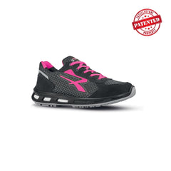Upower Caeli O ESD Calzado de Seguridad Bajos - Talla 39 - Parte Superior de Nailon Ultraflexible y Gamuza Suave, Antiarrugas, Antideslizante, Suela de Poliuretano, Proteccion 01 FO SR - Color Gris/Rosa