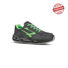 Upower Yoda Carpet S ESD Calzado de Seguridad Bajos - Talla 37 - Cuero Nubuck, Puntera de Aluminio, Hidrofugos, Antiarrugas, Antideslizantes, Proteccion S3S CI FO SR - Color Gris/Verde