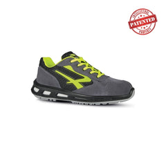 Upower Yellow S ESD Calzado de Seguridad Bajos - Talla 37 - Parte Superior de Nailon Ultraflexible y Gamuza Suave, Puntera de Aluminio, Suela Antideslizante, Proteccion S1PS FO SR - Color Gris/Verde