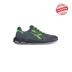 Upower Gemini Plus S ESD Calzado de Seguridad Bajos - Talla 38 - Parte Superior de Nailon Ultraflexible, Puntera de Aluminio, Suela Antideslizante, Proteccion S1PS FO SR - Color Gris/Verde