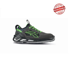 Upower Negan S ESD Calzado de Seguridad Bajos - Talla 47 - Nailon Ultraflexible, Gamuza Suave, Puntera de Aluminio, Suela Antideslizante, Proteccion S1PS FO SR - Color Gris/Verde