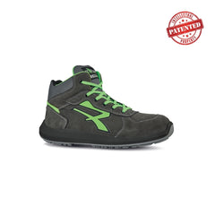 Upower Aries S ESD Calzado de Seguridad Altos - Talla 41 - Cuero Nubuck Resistente, Puntera de Aluminio, Hidrofugos, Antiarrugas, Suela Antideslizante, Proteccion S3S CI FO SR - Color Gris/Verde