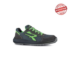 Upower Gemini S ESD Calzado de Seguridad Bajos - Talla 40 - Puntera de Aluminio, Suela Antideslizante, Nailon Ultraflexible, Gamuza Suave, Proteccion S1PS FO SR - Color Gris/Verde