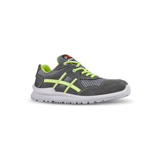 Upower Nico S Calzado de Seguridad Bajos - Talla 47 - Empeine de Gamuza, MESH Ultra-Transpirable, Puntal de Aluminio, Anti-Pinchazos, Antideslizante, Suela PU/PUTR, Proteccion S1PS FO SR - Color Gris/Verde