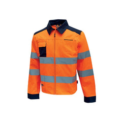 Upower Glare Chaqueta Funcional con Bolsillos Multifuncionales - Talla 2XL - PuÃ±os Ajustables, Rayas Reflectantes, Triple Costuras, Proteccion DPI2, Certificacion CE - Color Naranja Fluorescente