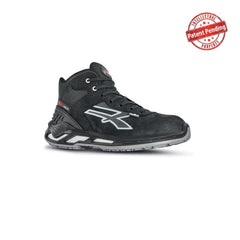Upower Arden S ESD Calzado de Seguridad Altos - Talla 44 - Piel Nobuck Hidrorepelente, Puntera de Aluminio, Antideslizantes, Suela PU/PU, Proteccion S3S CI FO SR - Color Negro