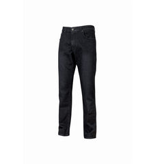 Upower Romeo Vaqueros de Trabajo Elasticos - Talla 33 - Comodidad Prolongada, Multibolsillos, Ajuste Slim Fit, Proteccion DPI1 - Color Negro Carbon