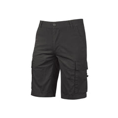 Upower Summer Bermuda Cargo Algodon Elastico - Talla 3XL - Ajuste Slim-Fit, Bolsillos Multifuncionales, Triple Costura, Boton AntiaraÃ±azos, Proteccion DPI1 - Color Negro Carbon