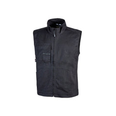 Upower Wave Chaleco de Trabajo en Algodon Elastico - Talla XL - Bolsillos Frontales Amplios, Bolsillo Multifuncional, Ajuste de Velcro, Cinta Reflectante, Proteccion DPI1 - Color Negro Carbon