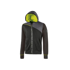 Upower Jupiter Sudadera de Trabajo - Talla 4XL - Cremallera Impermeable, Capucha Ajustable, Bolsillos Practicos, Piping Fluo Elastico, Proteccion DPI1, DiseÃ±o Versatil y Moderno - Color Negro Carbon
