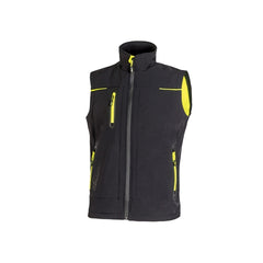 Upower Universe Chaleco Softshell Impermeable - Talla 4XL - Transpirable y Resistente al Viento, Forro Micropolar, Cremallera Impermeable, Bolsillo Free Sound, Detalles Reflectantes, Proteccion DPI1 - Color Negro Carbon