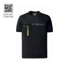 Upower Christal Camiseta Hombre con Termorregulacion Inteligente - Talla S - Efecto Antimicrobiano, Detalles Reflectantes, Bolsillo con Cremallera, Proteccion DPI1 - Color Negro Carbon