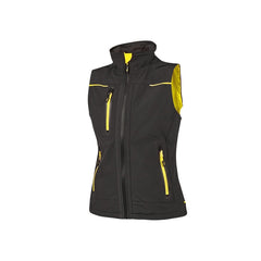 Upower Universe Lady Chaleco Softshell Impermeable - Talla 3XL - Transpirable, Resistente al Viento, Forro Micropolar, Cremallera Impermeable, Bolsillo Free Sound, Detalles Reflectantes, Proteccion DPI1 - Color Negro Carbon
