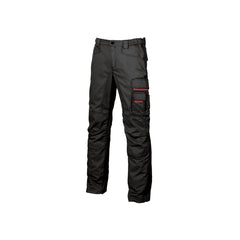 Upower Smile Pantalones de Trabajo en Algodon Elastico - Talla 54 - Bolsillos Multifuncionales, Cierre Resistente, Refuerzo en Rodillas, Ajuste Slim Fit, Proteccion DPI1 - Color Negro Carbon
