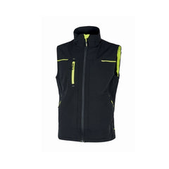 Upower Saturn Chaleco de Tela Resistente - Talla 4XL - Suave, Repelente al Agua, Transpirable, Secado Rapido, Bolsillos Practicos, Detalles Reflectantes, Proteccion DPI1 - Color Negro Carbon