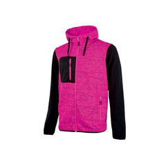 Upower Rainbow Lady Sudadera con Forro Polar - Talla L - Cuello Alto, Cremallera Central, Capuchon Ajustable, Bolsillos con Cremallera, Proteccion DPI1, Logo Distintivo en Brazo Derecho - Color Negro Fucsia