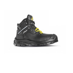Upower Quill L ESD Calzado de Seguridad Antiestaticos - Talla 48 - Piel Pull-Up Hidrofuga, Resistencia a Abrasion y Traccion, Punta AirToe Composite, Antideslizantes, Proteccion S3S CI FO SR - Color Negro/Amarillo
