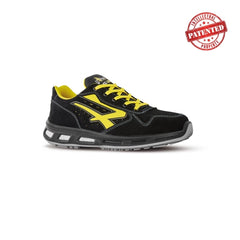 Upower Axel S ESD Calzado de Seguridad Bajos - Talla 39 - Gamuza Perforada, Puntera de Aluminio, Antideslizante, Proteccion S1PS FO SR - Color Negro/Amarillo
