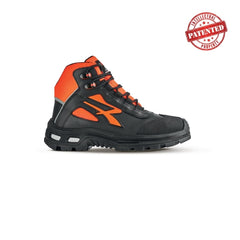 Upower Kreed S ESD Zapato de Seguridad Alto - Talla 47 - Forro de Cuero Suave, Puntera Resistente a la Abrasion, Repelente al Agua, Proteccion S3S CI FO SR - Color Negro/Naranja