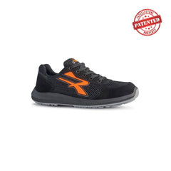 Upower Atos S ESD Calzado de Seguridad Bajos - Talla 47 - Puntera de Aluminio, Suela Antideslizante, Nailon Ultraflexible, Gamuza Suave, Proteccion S1PS FO SR - Color Negro/Naranja