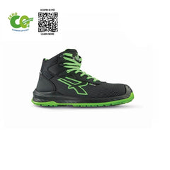 Upower Lake UK S ESD Calzado de Seguridad Carbon Neutral - Talla 36 - Proteccion S3S CI FO SR, Antideslizante, Antiestatico, Resistente al Aceite, Puntera AirToe Composite - Color Negro/Verde