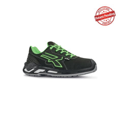 Upower Milo S ESD Calzado de Seguridad Bajos - Talla 38 - Puntera de Aluminio, Hidrorepelente, Transpirables, Antideslizantes, Escudo Anti-Impactos, Proteccion S3S CI FO SR - Color Negro/Verde