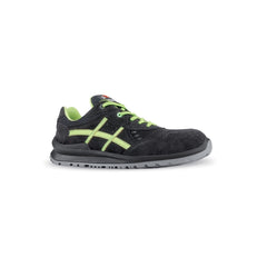 Upower Lewis S Calzado de Seguridad Bajos - Talla 42 - Empeine de Gamuza Transpirable, Puntal de Aluminio, Anti-Pinchazos, Antideslizante, Suela PU/PUTR, Proteccion S1PS FO SR - Color Negro/Verde