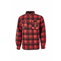 Upower Willow Camisa de Felpa Acolchada - Talla L - Interior Guateado, Bolsillos Funcionales, Cierre Botones a Presion, Proteccion DPI1, Cuello con Cierre Velcro - Color Rojo Magma y Negro