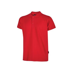 Upower Tonga Polo de Hombre de Algodon Pique - Talla S - Transpirable, Cuello con 3 Botones, Acabados en Canale, Refuerzos en Cuello y Hombros, Proteccion DPI1 - Color Rojo Magma