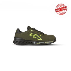 Upower Ryan S ESD Calzado de Seguridad Bajos - Talla 42 - Empeine Microfibra Hidrorrepelente, Suela Antideslizante, Antiaceite, Puntera AirToe Aluminium, Clase de Proteccion S3S CI FO SR - Color Verde Oliva/Amarillo